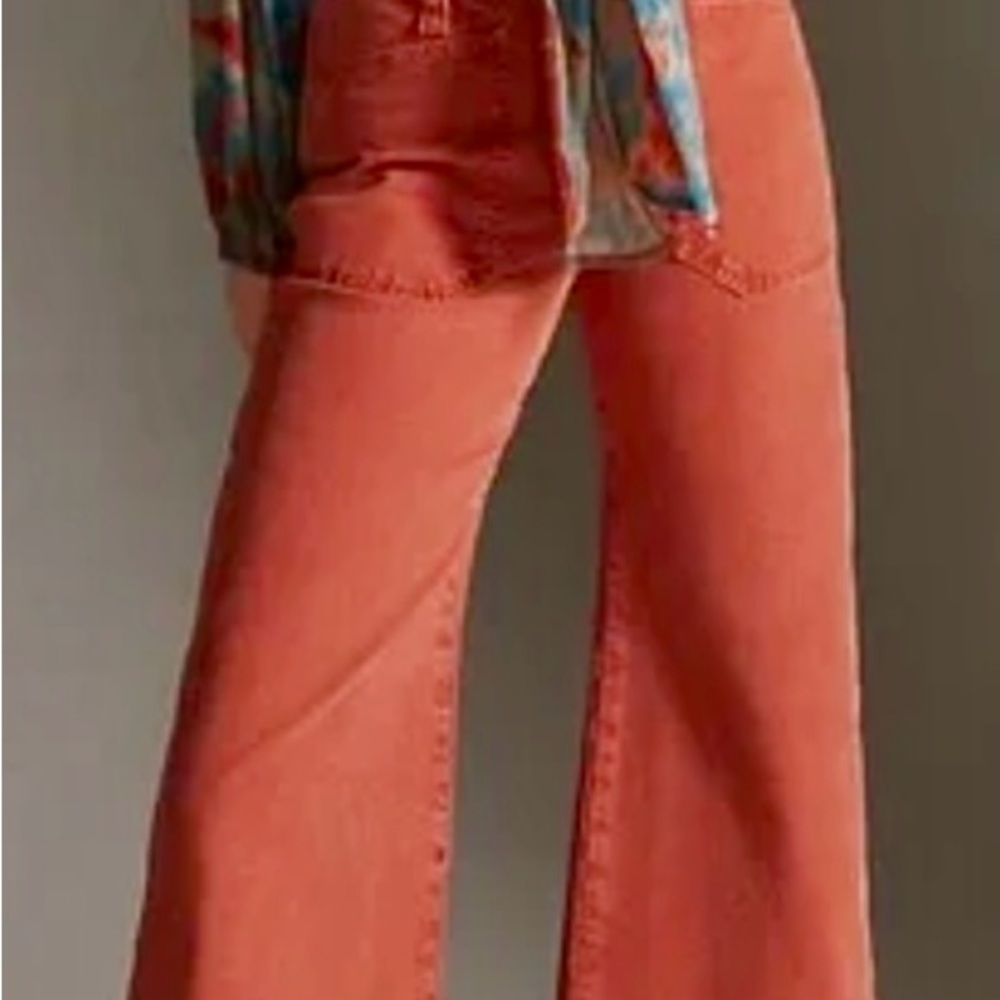 Pilcro Wide Leg Pants in Vibrant Coral